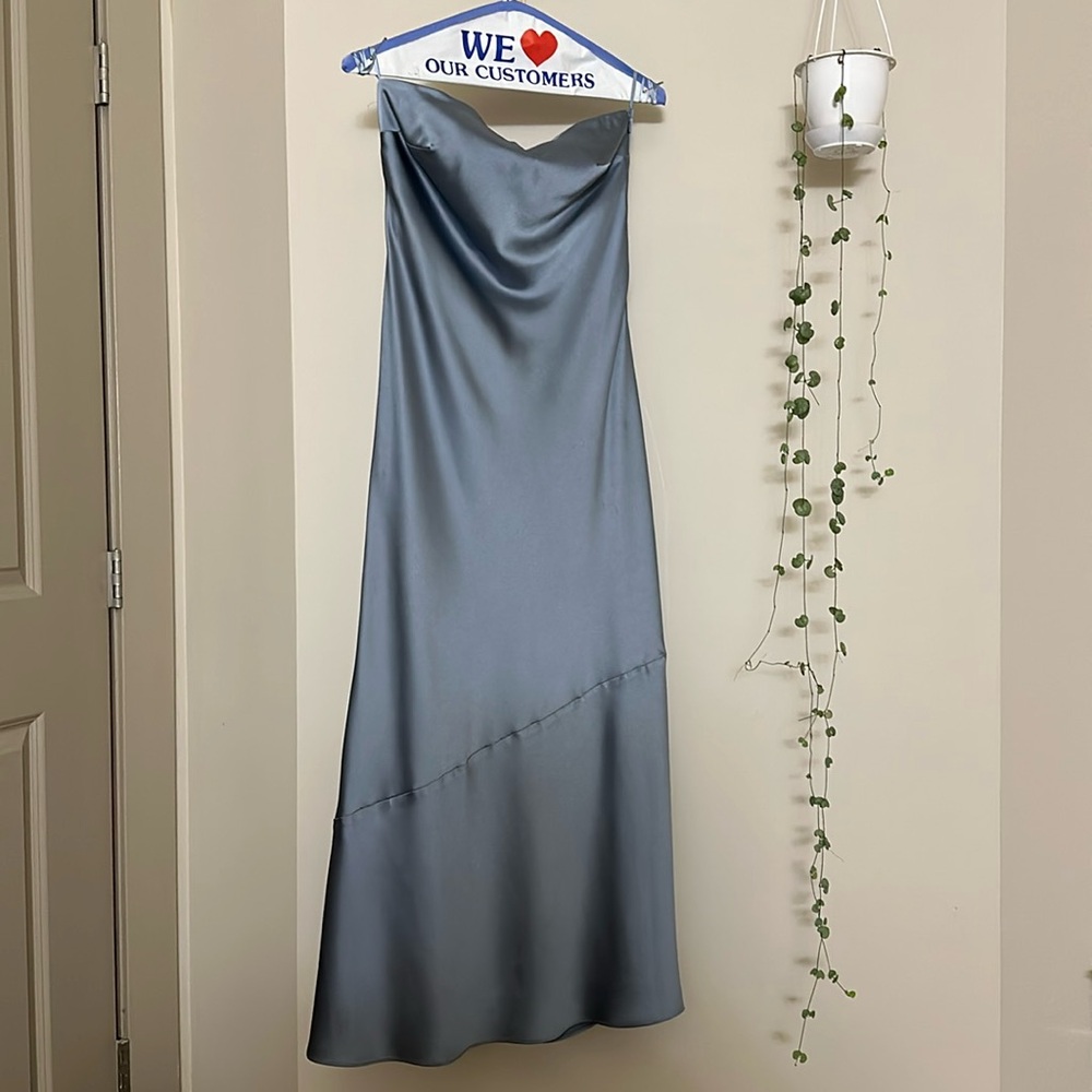 Revelry Leo Satin French Blue Dress